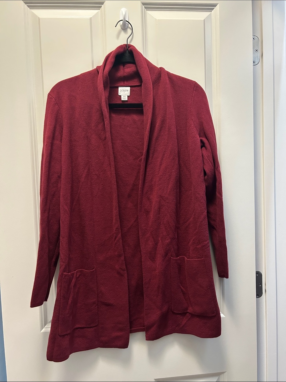 J. Crew Deep Burgundy Open-Front Shawl Collar Cardigan